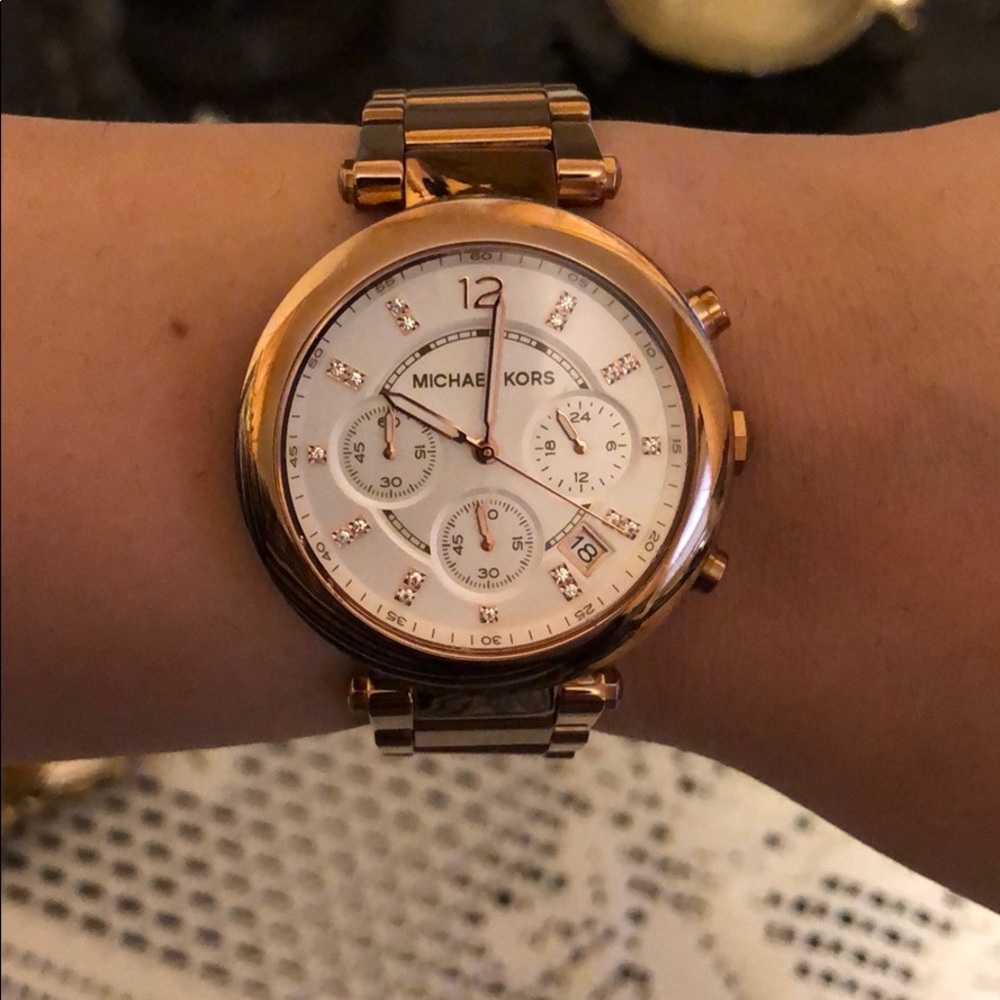 Michael Kors Rose Gold Watch Crystal Numbers